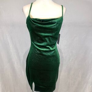 Liz & Sara sparkling shimmer green velvet mini dress size large NWT